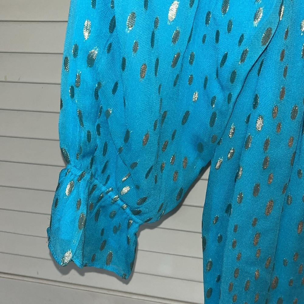 Lily Pulitzer CeeCee turquoise oasis top off shoulder option S NWT - Picture 2 of 12